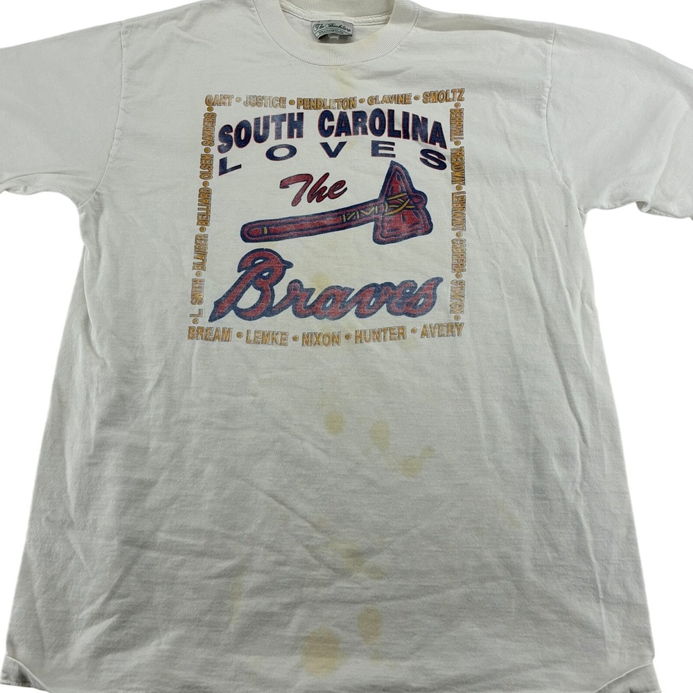 The Bookstore T-Shirt Womens L Tee White South Carolina Loves The Braves Vintage